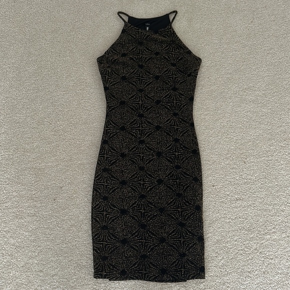 Design Lab Black and Gold Bodycon Dress in Size Medium - Picture 1 of 10